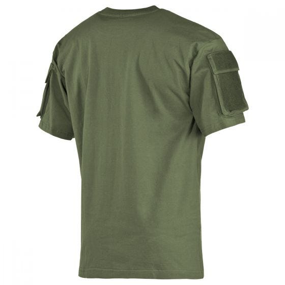 MFH US Short Sleeved T-Shirt with Sleeve Pockets OD Green