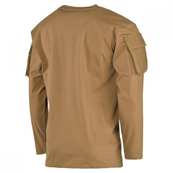 MFH US Long Sleeved T-Shirt with Sleeve Pockets Coyote