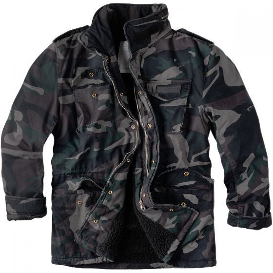 Surplus Paratrooper Winter Jacket Black Camo Washed