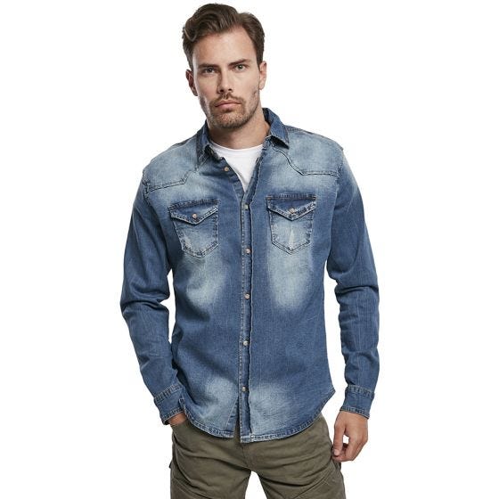 Brandit Riley Denim Shirt Denim Blue