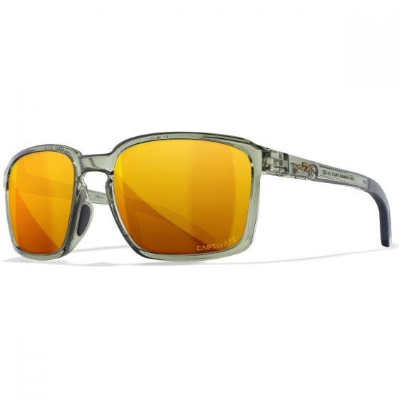 Wiley X WX Alfa Glasses - Captivate Polarized Bronze Mirror Lenses / Gloss Crystal Light Olive/Gray