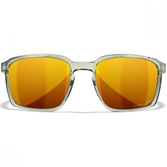 Wiley X WX Alfa Glasses - Captivate Polarized Bronze Mirror Lenses / Gloss Crystal Light Olive/Gray