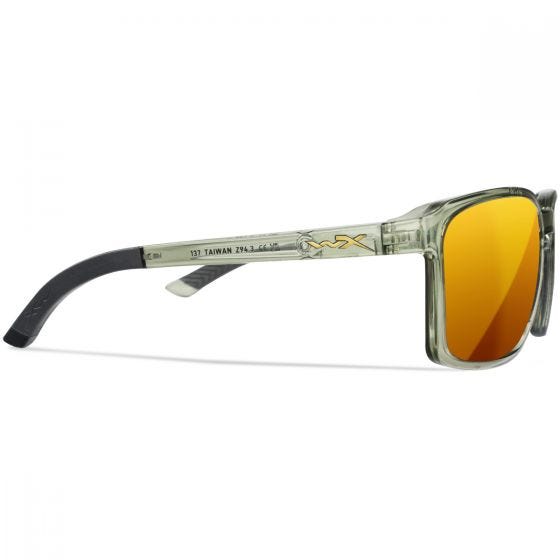 Wiley X WX Alfa Glasses - Captivate Polarized Bronze Mirror Lenses / Gloss Crystal Light Olive/Gray