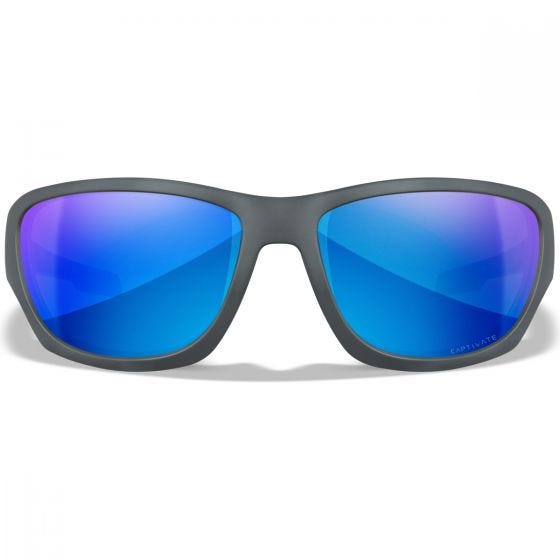 Wiley X WX Climb Glasses - Captivate Polarized Blue Mirror Lenses / Matte Gray Frame