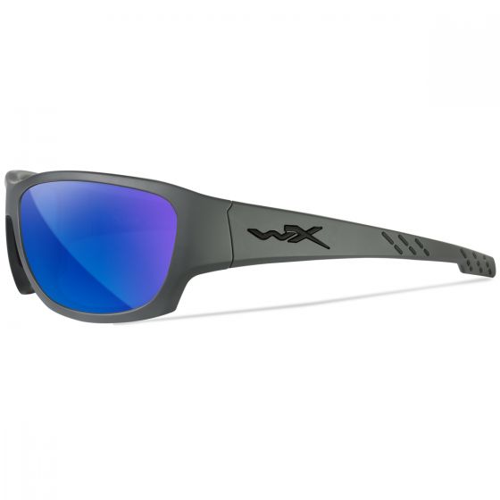 Wiley X WX Climb Glasses - Captivate Polarized Blue Mirror Lenses / Matte Gray Frame