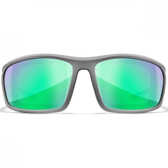 Wiley X WX Grid Glasses - Captivate Polarized Green Mirror Lenses / Matte Cool Gray Frame