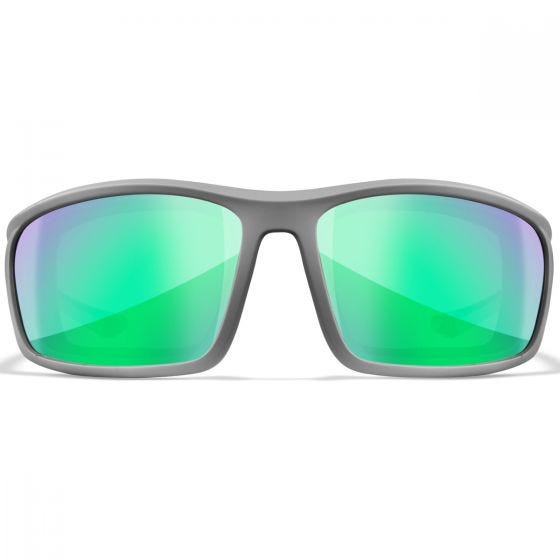 Wiley X WX Grid Glasses - Captivate Polarized Green Mirror Lenses / Matte Cool Gray Frame