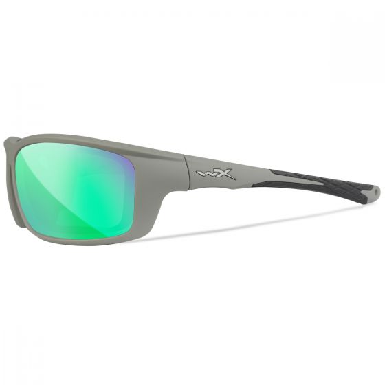 Wiley X WX Grid Glasses - Captivate Polarized Green Mirror Lenses / Matte Cool Gray Frame