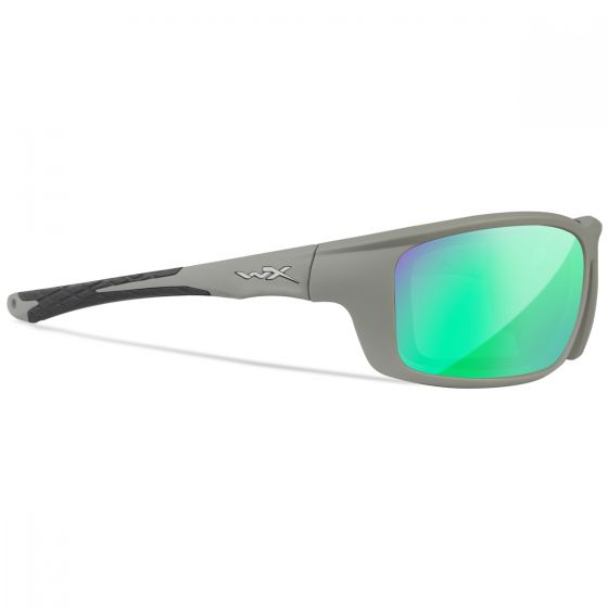 Wiley X WX Grid Glasses - Captivate Polarized Green Mirror Lenses / Matte Cool Gray Frame