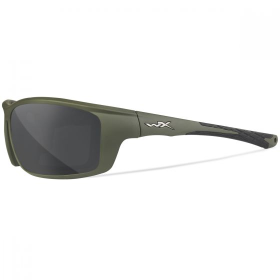 Wiley X WX Grid Glasses - Captivate Polarized Gray Mirror Lenses / Matte Utility Green Frame