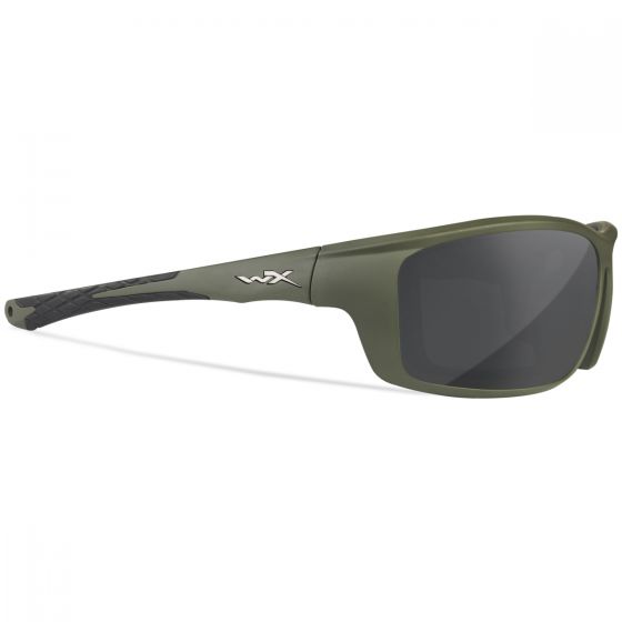 Wiley X WX Grid Glasses - Captivate Polarized Gray Mirror Lenses / Matte Utility Green Frame