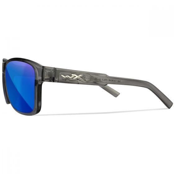 Wiley X WX Trek Glasses - Captivate Polarized Blue Mirror Lenses / Gloss Crystal Dark Gray Frame