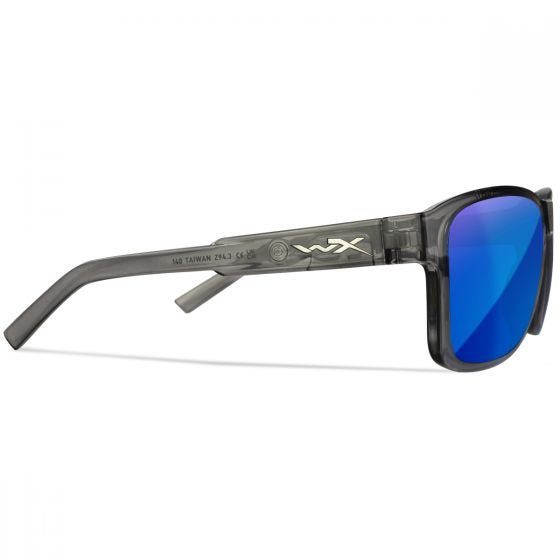 Wiley X WX Trek Glasses - Captivate Polarized Blue Mirror Lenses / Gloss Crystal Dark Gray Frame