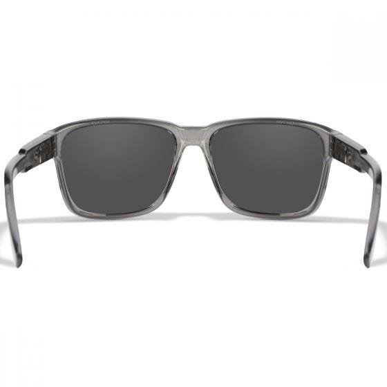 Wiley X WX Trek Glasses - Captivate Polarized Blue Mirror Lenses / Gloss Crystal Dark Gray Frame