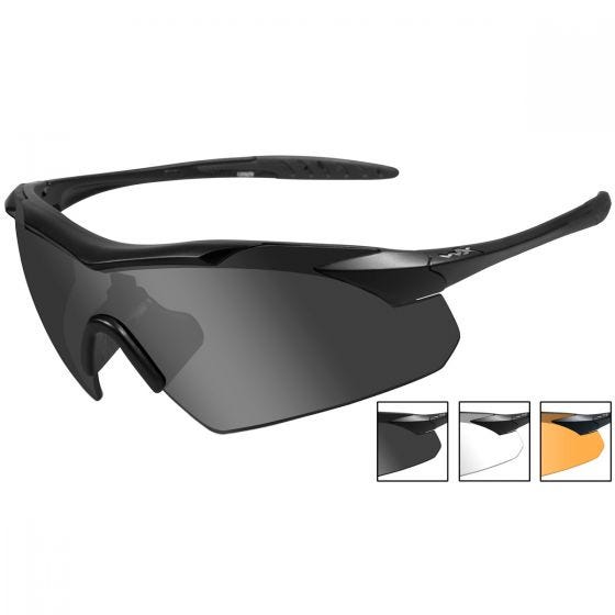 Wiley X WX Vapor Glasses - Smoke Gray + Clear + Light Rust Lens / Matte Black Frame