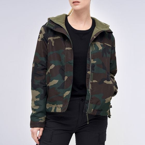 Brandit Ladies Windbreaker Front Zip Woodland