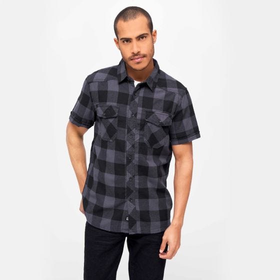 Brandit Half Sleeve Check Shirt Black/Gray