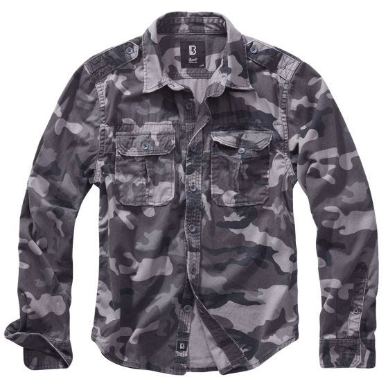 Brandit Vintage Shirt Long Sleeve Gray Camo