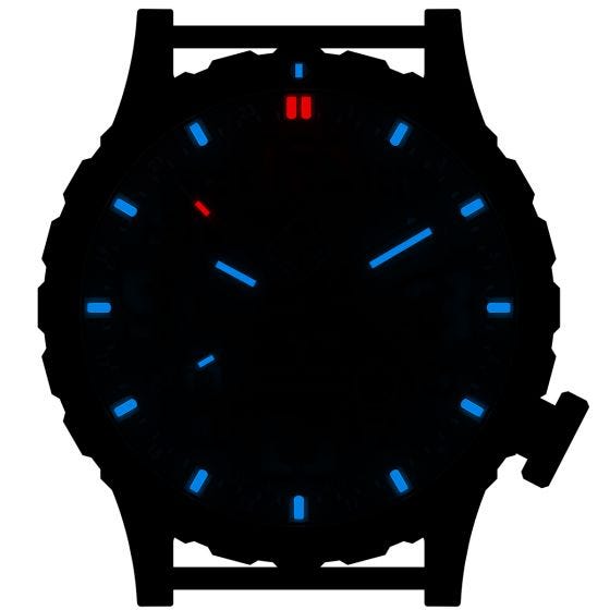 Hazard 4 Heavy Water Diver Titanium Tritium Watch Blackout Black GMT Blue/Red