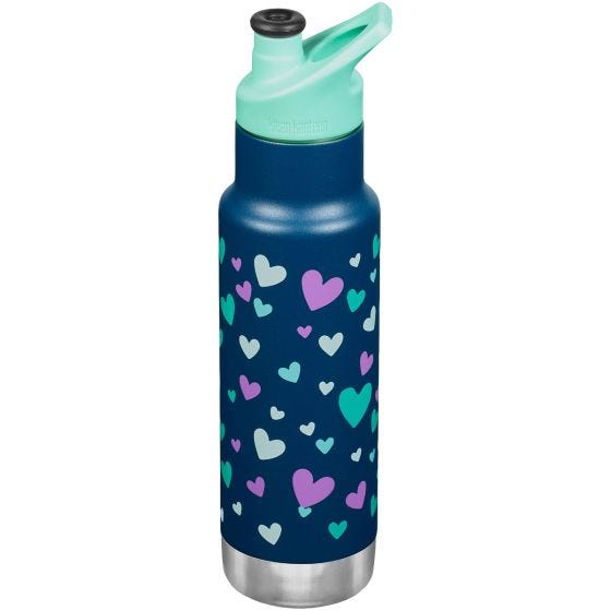 Klean Kanteen Kid Kanteen 355ml Classic Insulated Bottle Sport Cap Navy Hearts