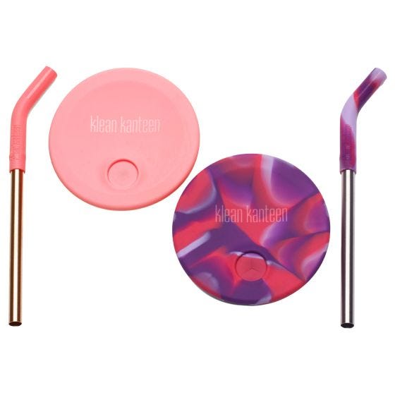 Klean Kanteen Kid's Cup Straw Lid 2-Pack Pink/Pink Tie Dye
