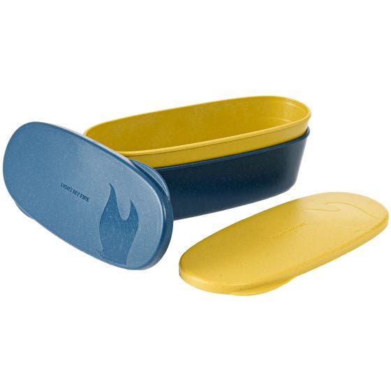 Light My Fire SnapBox Oval Bio Lunch Box 2 Pack Musty Yellow/Hazy Blue