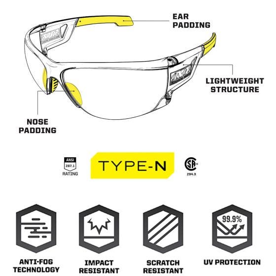 Mechanix Wear Vision Type-N S2 Safety Eyewear Amber Lens Amber Frame