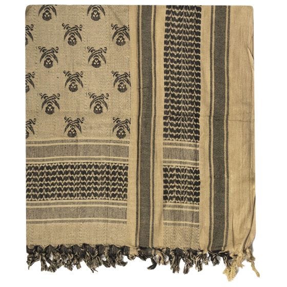Mil-Tec Shemagh Scarf Skull Coyote / Black