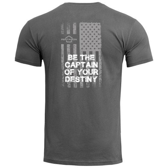 Pentagon Ageron T-shirt American Flag Wolf Gray