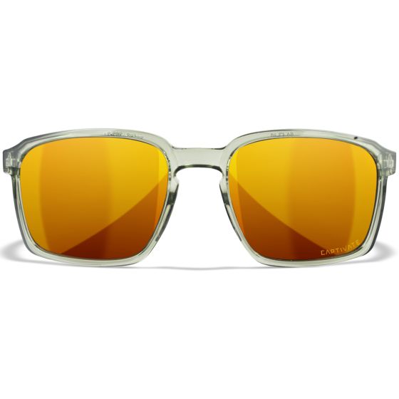 Wiley X WX Alfa Glasses - Captivate Polarized Bronze Mirror Lenses / Gloss Crystal Light Olive/Gray