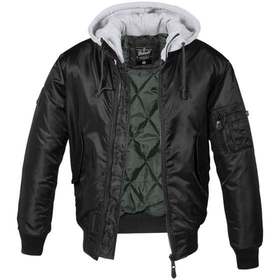 Brandit MA1 Sweat Hooded Jacket Black/Gray