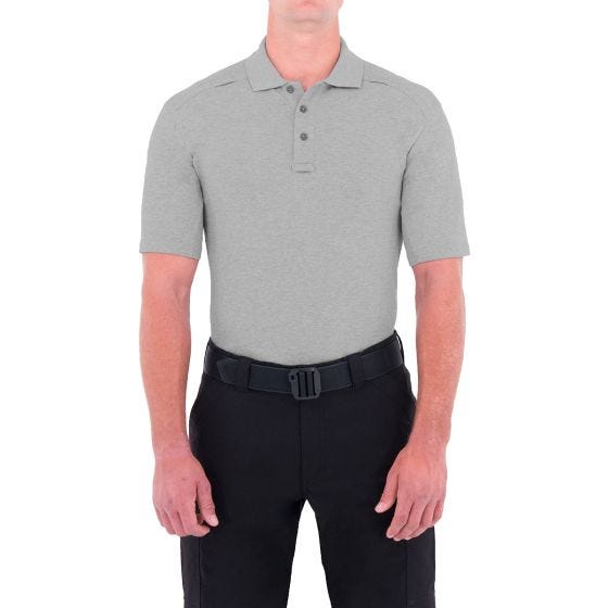 First Tactical Men's Cotton Short Sleeve Polo with Pen Pocket Heather Gray