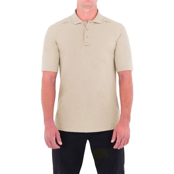 First Tactical Men's Cotton Short Sleeve Polo with Pen Pocket Khaki