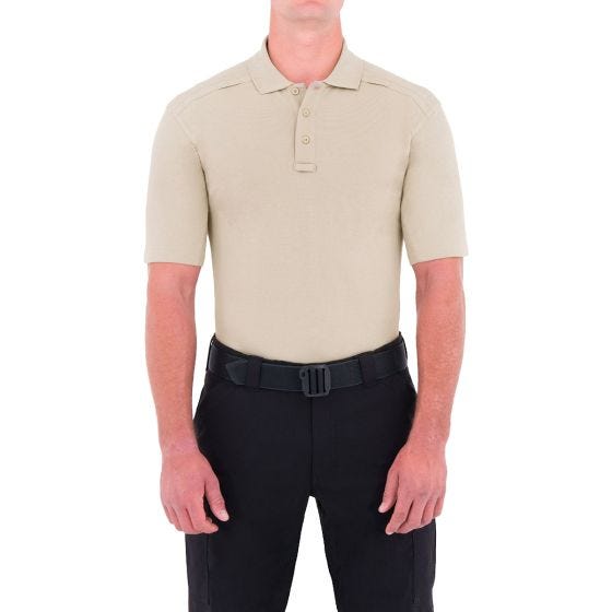 First Tactical Men's Cotton Short Sleeve Polo with Pen Pocket Khaki