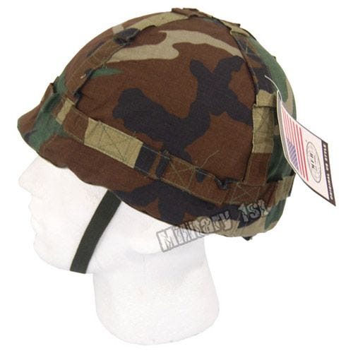 Plastic Helmet with Woodland Camo Cloth Cover