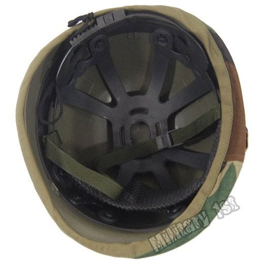 Plastic Helmet with Woodland Camo Cloth Cover