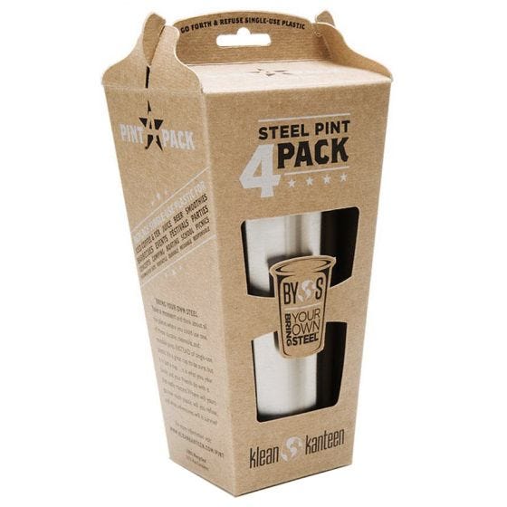 Klean Kanteen 473ml Pint Cups (4-Pack) Brushed Stainless