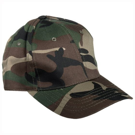 Mil-Tec Baseball Cap with Plastic Band Woodland